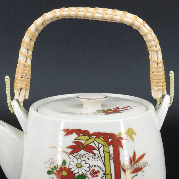 Vintage Armbee Floral Teapot Bamboo Handle Cups Set - Picture 5 of 7